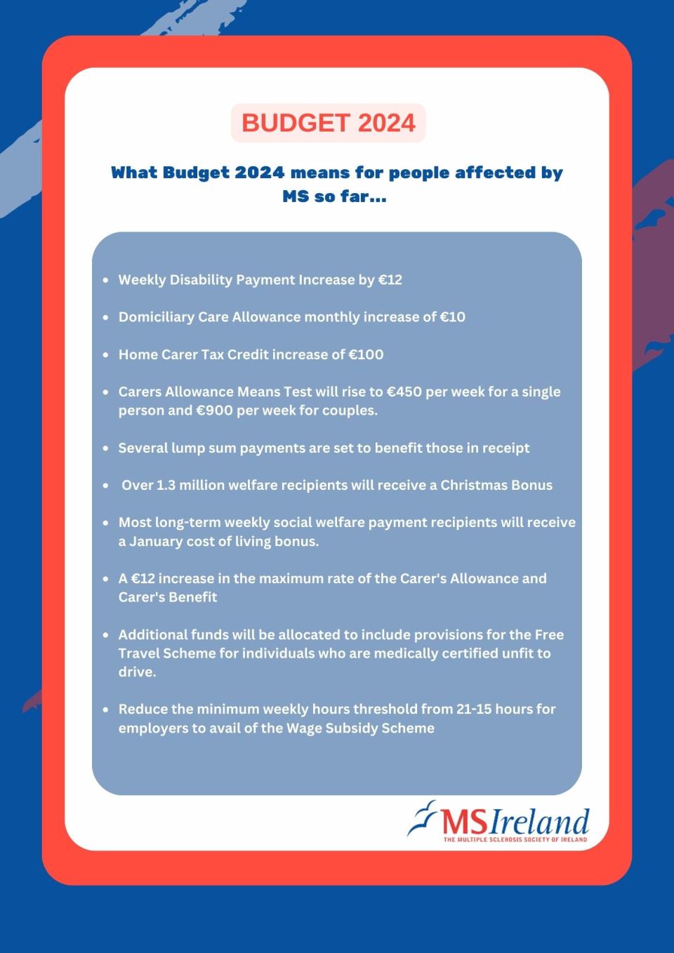 Budget 2024 MS Ireland